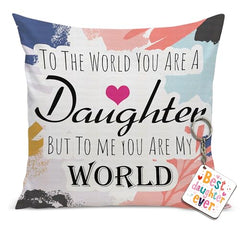 Gift for Daughter Birthday Special Birthday for Daughter Printed Cushion(12 inch X 12 inch with Filler with Keychian) Girls Pillow Daughters Day for Daughter and Girls AT-7