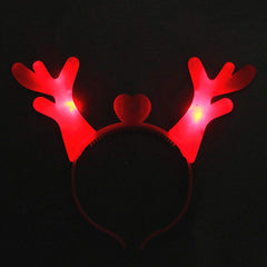 SYGA LED Flashing Light Up Antler Pattern Crowns Headband Hair Band Headdress for Party Decoration Party Caps (Red)