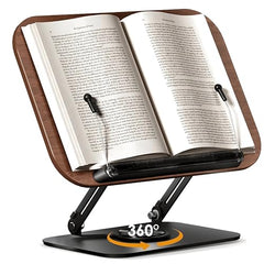 Sunchhaya Acrylic Book Stand for Reading – Clear Adjustable Book Holder with 360° Rotating Base, Foldable Reading Stand for Desk, Cookbook, Tablet & Laptop Stand, Height & Angle Adjustable (R22H)