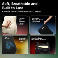 Dr Trust USA Backrest for Car Seat, Office Chair to Sit Up Right, Orthopaedic Memory Foam Cushion/Pillow Back Pain Relief, Lumbar Support, Spine Alignment, and Posture Correction - 360, Black