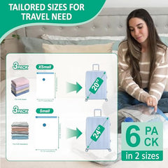 16 Travel Compression Bags Vacuum Packing, Roll Up Travel Space Saver Bags for Luggage, Cruise Ship Essentials (6 Large Roll/6 Medium Roll/4 Small Roll)