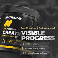 Nutrabay Pure Series Micronised Creatine Powder Monohydrate, Pre/Post Workout Bodybuilding, Crossfit Supplement, 250 g (Unflavoured)
