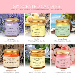 Floryn Decor Jar Scented Candles Gift Set | Scented Candle Set | Highly Fragranced Candles Pack of 6 Mini Jars