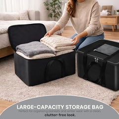 Storite 2 Pack Moisture Proof Nylon Underbed Storage Bag For Clothes Large | (54 x 46 x 28 cm) - BlackRed, Rectangular