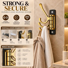 iSTAR Wall Hooks for Hanging | Flexible 4 Pin Hooks Bathroom Cloth Hanger Wall Hook Door Robe Hooks for Hanging Keys, Clothes, Towel (Rose Gold, Pack of 3)
