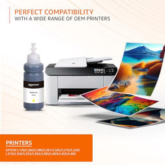Amazon Basics Compatible Ink Refill Kit for Epson L130,L360,L380,L361,L565,L210,L220,L310,L350,L355,L365,L385,L405,L455 and L485 Printers | Vivid Color Matching Multi-Color Pack(C/M/Y/Bk - 70g x 4)