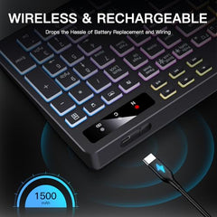 Soueto Wireless Keyboard with RGB Backlit, Phone Holder for Mac/PC, Black