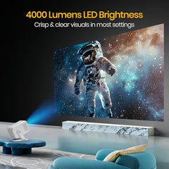 Portronics Beem 450 Smart LED Projector with 1080p Full HD Resolution, Built-in Streaming Apps (Netflix, Prime Video, Hotstar), 4000 Lumens, Screen Mirroring, 3 Watt Speaker, Bluetooth, Wi-Fi (White)