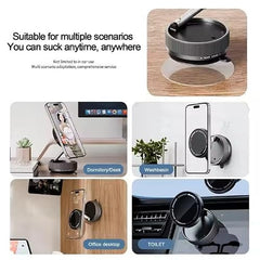 (1 Year Warranty) 360° N52 Strong Magnetic Vacuum Phone Holder, Strong Suction Mobile Mount for Car Dashboard, Windshield, Mirror & Smooth Surfaces, Hands-Free Universal Smartphone Holder - Black