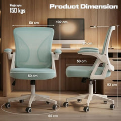 DROGO Comfortwing Premium Ergonomic Office Chair for Work from Home, High Back Computer Chair with Breathable Mesh, Armrest, Adjustable Seat, Rocking & Winged Back | Mesh Chair for Office (White/Blue)