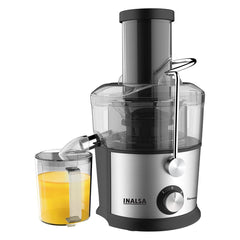 INALSA Stainless Steel Electric Juicer Machine 900 Watt Juicer with 3 Inch Big Mouth|Cold Extraction System|304 SS Juicer Mesh|Extra Large Feeding Tube|Anti Drip Nozzle |1 L Pulp Collector|Black/Grey