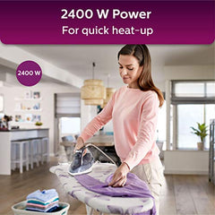 Philips Speed Pro DST3030/70 Steam iron, Green | 2400W, 40g/min Steam, 180g Steam Boost Ceramic Soleplate, Auto Shut-off, Drip Stop Technology, Large 300ml Water Tank