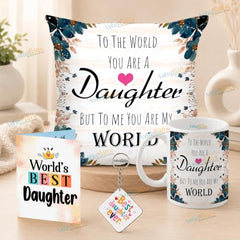 Gift for Daughter Birthday Special Birthday for Daughter Printed Cushion(12 inch X 12 inch with Filler with Keychian) Girls Pillow Daughters Day for Daughter and Girls AT-7