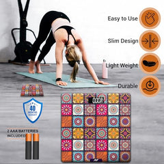 ANT Flora Mandala Digital Personal Weighing Scale for Body Weight | 180kg Capacity | 50g Accuracy | High Precision Strain Sensor | 4mm Tempered Glass | LCD Display | Auto On/Off | 40 Months Warranty
