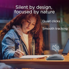 Lenovo Yoga Bluetooth Silent Mouse, 3 Level DPI Adjustment, 36 Month Battery Life, Bluetooth 5.3, 3 Device Paring, Whisper Quiet, Programmable Buttons, Smooth Finish, Luna Grey