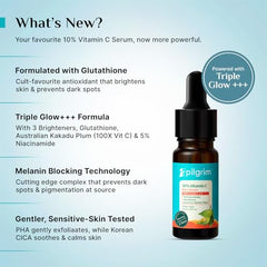 Pilgrim 10% Vitamin C Face Serum for Glowing Skin with Niacinamide - 10ml | 5% Niacinamide & Glutathione, Brightening, Fades Dark Spots & Evens, Dullness, Sensitive Skin Safe, Oil Free, All Skin Types
