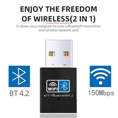 AUSHA® USB RTL8723BU Wireless WiFi Dongle 2 in 1 USB Bluetooth WiFi Adapter for PC Computer