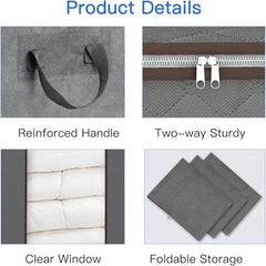 BLACKBOXES Extra Large Blanket Storage Bags 120L 2 Pack Comforter Storage Bags with Reinforced Handles Breathable Clothes Storage Containers for King Comforter Bedding Pillow Sheet Grey (Grey 2)
