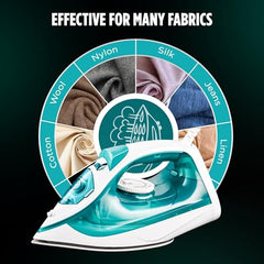 Warmex 2000W Steam Iron Press Black Non-Stick Soleplate | Powerful Steam Burst Removes Wrinkles From Clothes | Quick Heat Up 18-20 Gm Min Steam | Overheat Safety | Fabric Care Steamer Iron (Green)