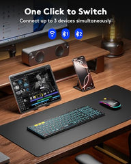 Samsers Foldable Keyboard&Mouse, Samsers Folding Bluetooth Keyboard Mouse Combo, 2.4G + BT5.0 x 2, Full-Size Portable Travel Keyboard & USB-C Rechargeable Wireless Mouse for iOS Android Windows Mac OS