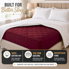 Cloth Fusion Cotton Waterproof Mattress Protector, King 78x72 in | Navy Blue,100% Cotton Top, 150 GSM Polyfill, Leakproof TPU, Hypoallergenic, Elastic Fit, Quilted Bed Cover Protector