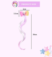 SYGA Children's Cute Cartoon Pony Unicorn Bow Hair Extensions For Girls three colors Hairpin Wig Headdress Colorful Wig(Multi-05)