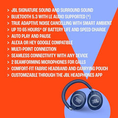 JBL Live 770NC True Adaptive Noise Cancellation Headphones Wireless Over Ear, Spatial Sound, 65Hrs Playtime, Speed Charge, Multipoint Connect & Personi-Fi 2.0, Customized EQ, Google Fast Pair, Black
