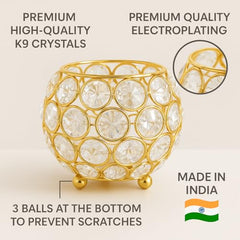 CentraLit Pack of 2 Tea Light Crsytal Candle Holder - Pooja Diya Decoreation Items for Home Diwali Brass Puja Item Unique Christams Diwali Gift Diya Lantern Items Home Decor Candle Light