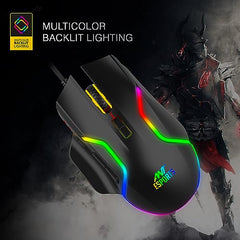Ant Esports GM320 RGB Wired Gaming Mouse, 12800 DPI Optical Sensor, 8 Programmable Buttons with Rapid Fire, Ergonomic Design, RGB Lighting, Braided Cable, USB Gaming Mouse for PC, Laptop (Black)