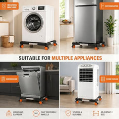 Yemark Heavy Duty Washing Machine Trolley Stand 40-64 cm | Adjustable Appliance Base with Wheels & Lock | Anti-Slip Refrigerator Stand for Fridge, Cooler, Dishwasher & Washing Machine