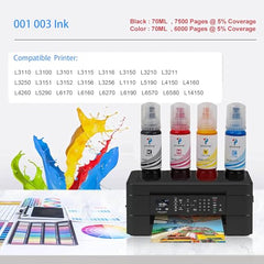 proffisy 001 003 Ink Refill dye Ink Bottle, 4 Colors, High Pages Yield