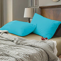 safhome Soft Pillow Covers 20 x 32 Inches - 100% Egyptian Cotton 400 Thread Count Set of 2 Pillow Cover Set Envelope Closure Hotel Quality Pillowcase - Aqua Blue