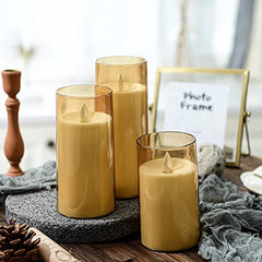 Flameless LED Pillar Candle Set of 2 | Acrylic Fiber Glass | Dancing Faux Wick | Remote Control with Battery Operated 3 AA | Home Décor & Gifting | 3" D x 6" H | Red