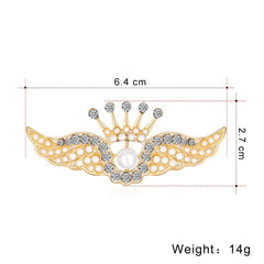 SYGA Brooch Pin Fashion Crystal Rhinestone Jewellery Pin Vintage Clothing Accessories Decoration Angel Wings Crown Style Brooches For Men's And Women- S258