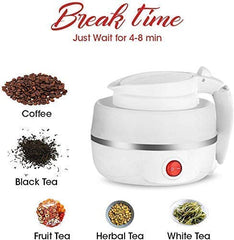 AZHARI COLLECTION Travel Folding Electric Kettle, Fast Boiling, Portable Electric Kettle, 600ml Boil Dry Protection, 100-240V Food Grade Silicone Foldable Kettle (Multicolor), 600 watts