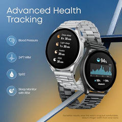 Fastrack MYND 1.93” AMOLED Display Smart Watch for Men & Women with AI Watch Faces,AI Chat,Offline Voice Commands,Curved Metallic Design,Functional Crown,BT Calling, Health Suite,100+ multisport modes