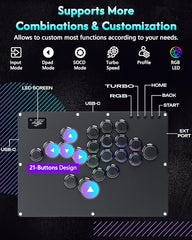 GuileKeys Arcade Fight Stick GK-21, All-Button Gamerfinger with Custom RGB & Turbo Functions, Arcade Controller for PC/PS4/PS3/Switch/Steam Game Keyboard Supports Hot Swap & SOCD