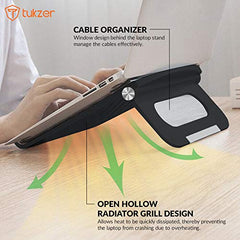 Tukzer Foldable Laptop & Tablet Stand Riser for Laptop/MacBook/Notebook Up to 15.6-Inches, with Multi-Angle Adjustment, Lightweight & Ergonomically Designed (Black)