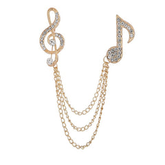 SYGA Men's & Women Brooch Music Note Lapel Pin, Gold Plated, Crystal Accents(Gold)