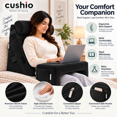 CUSHIO Lap Desk & Wedge Combo for Laptops, Study and Reading (Black)