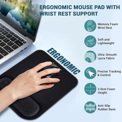Tukzer Gel Mouse Pad Wrist Rest Memory-Foam Ergonomic Mousepad| Cushion Wrist Support & Pain Relief| Suitable for Gaming, Computer, Laptop, Home & Office Non-Slip Rubber Base (Grey)