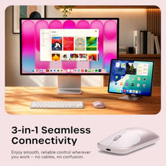 SATECHI Slim EX Wireless Mouse, Bluetooth & 2.4 GHz, Quiet Clicks, Silver