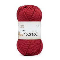 Ganga Acrowools Picnic is 100% Cotton and Crochet Yarn. Pack of 3 Balls - 50Gm Each Shade No - PIC015, Sterling Red