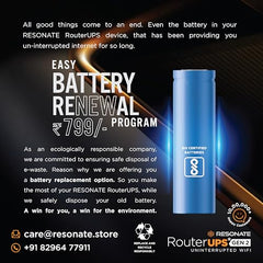 Resonate RouterUPS® Gen2 | Original Router UPS for 12V WiFi Router & Modem (Supports up to 2A) (7800mAh - 95% Longer Power Backup) | Compact Mini UPS with Intelligent Charging (Upto 6 Hrs Internet)