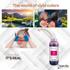 Needle GI 790 Ink Refill for Canon Pixma G1000 G1010 G2000 G2010 G3000 G3010 G4000 G4010 G4085 - Magenta 500gms with Empty Bottle & Funnel - Compatible Ink for Canon GI 790