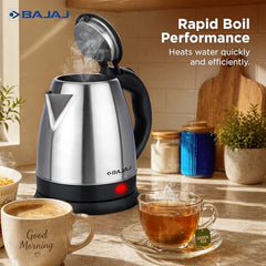 Bajaj KTX 1.8 Litre DLX Electric Kettle | 1350 Watts Kettle with Stainless Steel Body | Cordless Operation | Auto Shut-off Mechanism | 2-Yr Warranty 【Black】