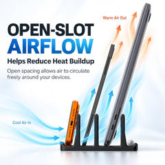 SPROSO QuadNest 4-Slot Vertical Laptop Stand, Black, Pack of 2