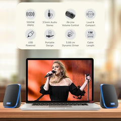 Intex IT-120 2.0 USB Computer Multimedia Speaker, 10W Powerful Sound, USB Powered, 3.5mm Aux Connectivity, in-Line Volume Control Pod for PC, Laptops, Desktop & Mobiles – Orange