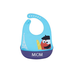 MOMISY Baby Bib For Newborn Waterproof Silicone Apron Wipeable Stain Resistant With pocket For 6 months and up (1, BlueMIOM)
