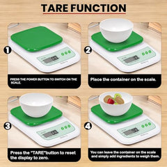 Dokro Digital Weighing Scale for Kitchen(LCD, Green), Kitchen Scale with High-Precision Sensors, TARE Function, 1g-10kg Range, with 2 AAA Batteries | Portable Food weight scale for home, baking, diet